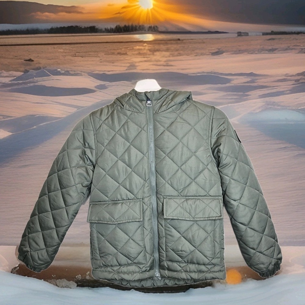 STEVE MADDEN GIRL SM (7/8) OLIVE GREEN QUILTED PUFFER JACKET NWT